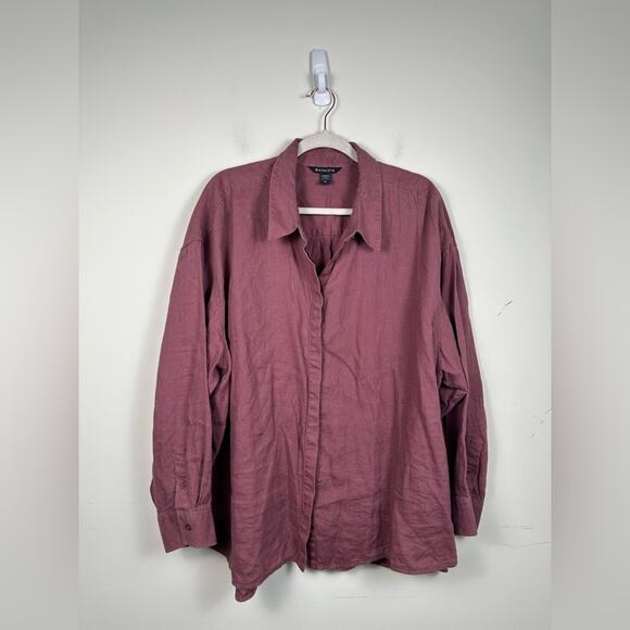 ATHLETA TAWNY ROSE PLAYA LINEN SHIRT BLOUSE Size 3X - Picture 6 of 8